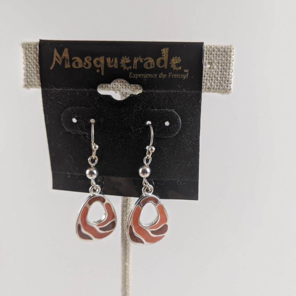 🖤3 for 25 🖤 Masquerade Orange Silver Earrings